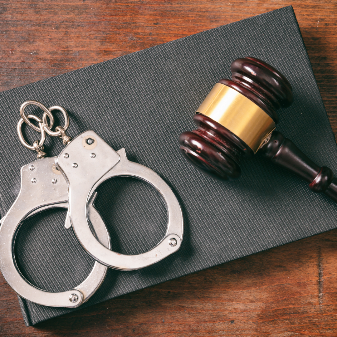 handcuffs and a gavel